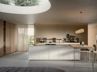 Cucina Moderna in laccato Bianco Coco Light con isola di Dibiesse