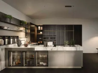 Cucina Moderna Coco Light con penisola in laccato metal di Dibiesse