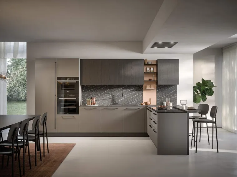 Cucina Moderna con penisola Domino Composizione 10 di Prima Cucine