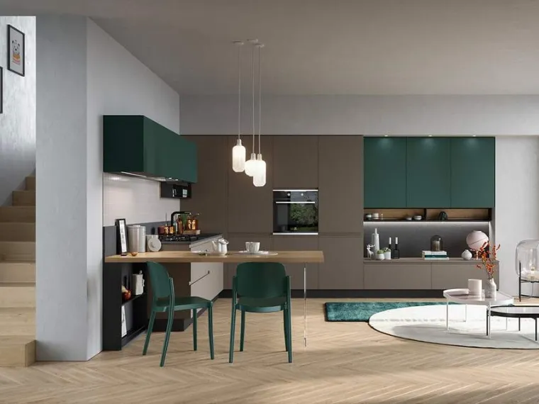 Cucina Moderna angolare con penisola Fly Composizione 03 di Prima Cucine