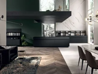 Cucina Moderna lineare Play GI30 01 in laccato nero opaco di Dibiesse