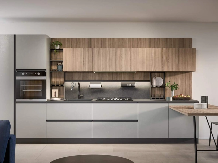 Cucina Moderna lineare con penisola Hera Composizione 01 di Prima Cucine
