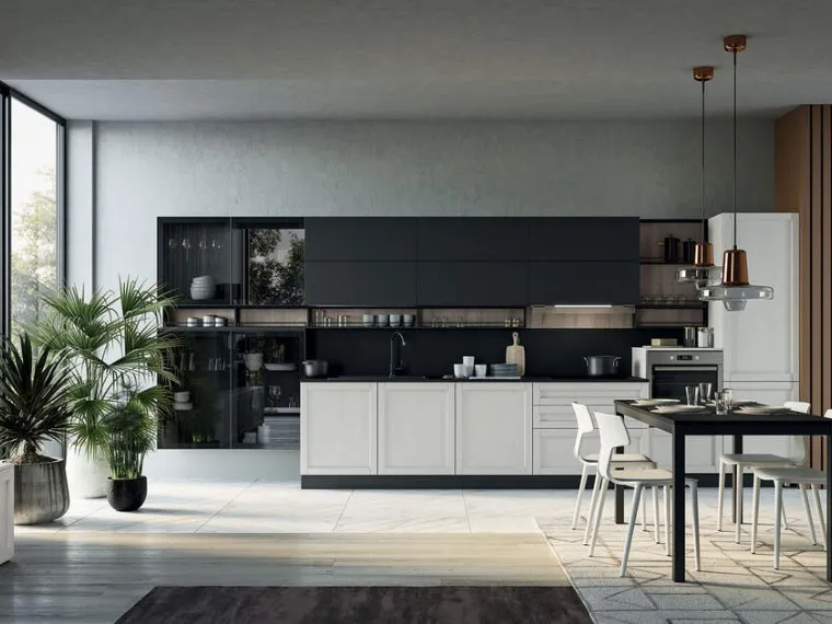 Cucina Moderna lineare Noah Composizione 05 in legno laccato di Prima Cucine