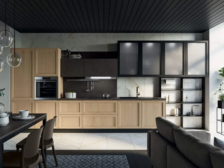 Cucina Moderna lineare Noah Composizione 03 in legno di Prima Cucine