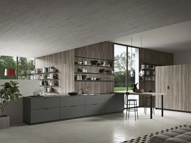 Cucina Moderna lineare Spring Pro 02 in melaminico di Dibiesse