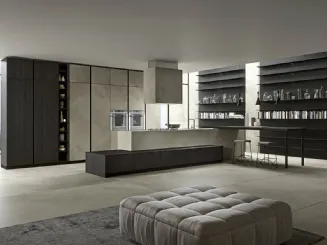 Cucina Moderna lineare in legno e laminam effetto calce Vestimi 01 di Dibiesse